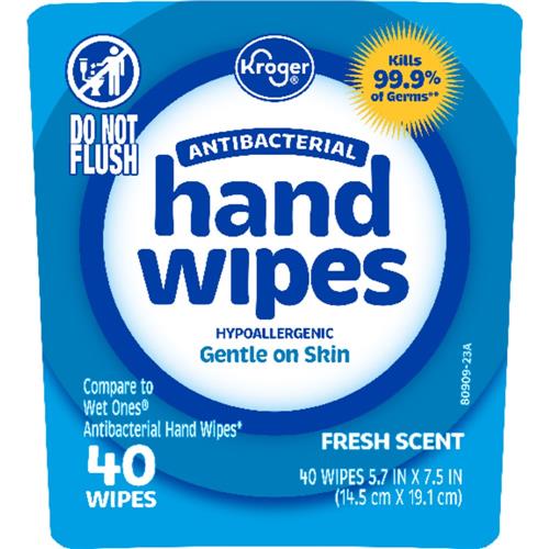 Lingettes antibactériennes pour les mains parfum frais 40 unités Kroger