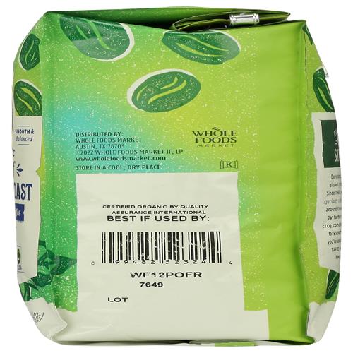 Whole Foods Market, Café décaféiné bio torréfaction française, en grains entiers, fumé et sucré, 340 grammes