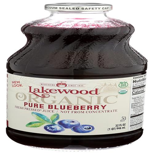 Jus pur de myrtille biologique Lakewood, 946 ml