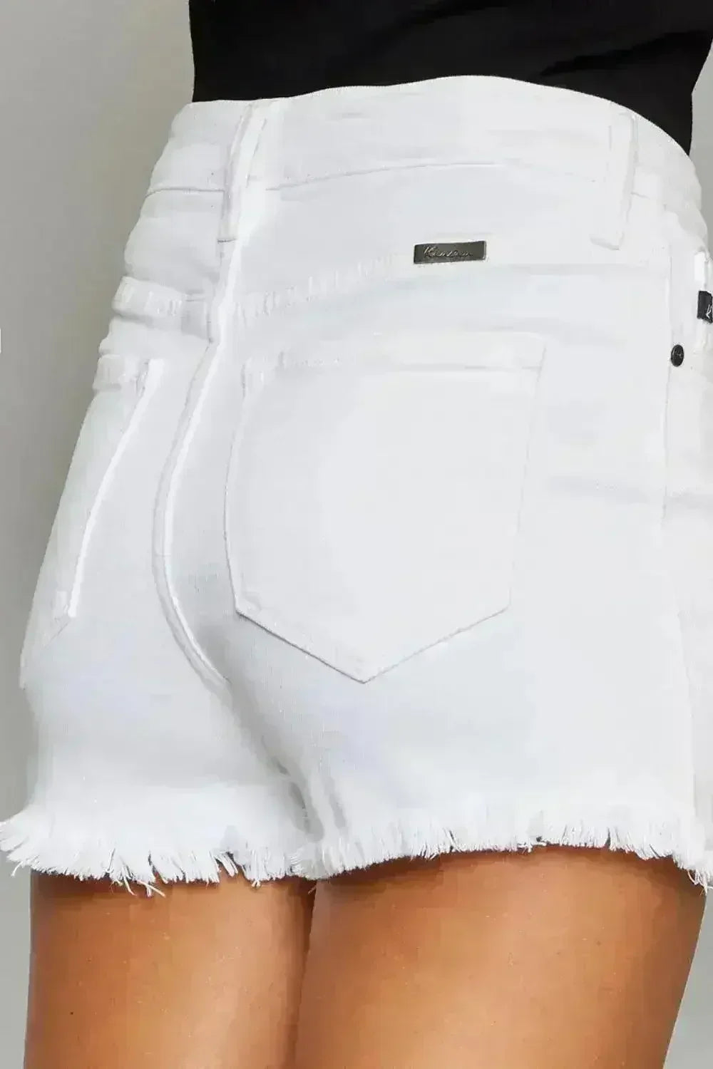 Shorts en jean Kancan taille haute effiloché