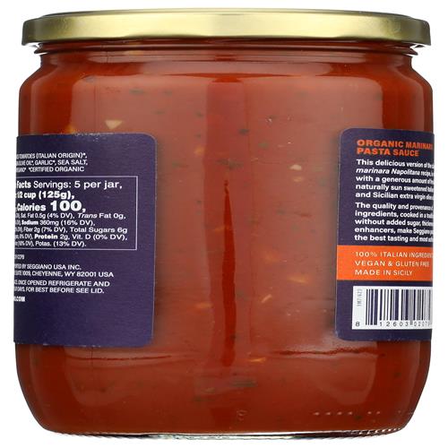 Sauce Marinara à l'ail biologique Seggiano, 24 oz