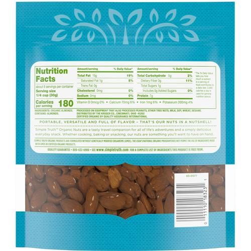 Amandes crues biologiques Simple Truth 283 g
