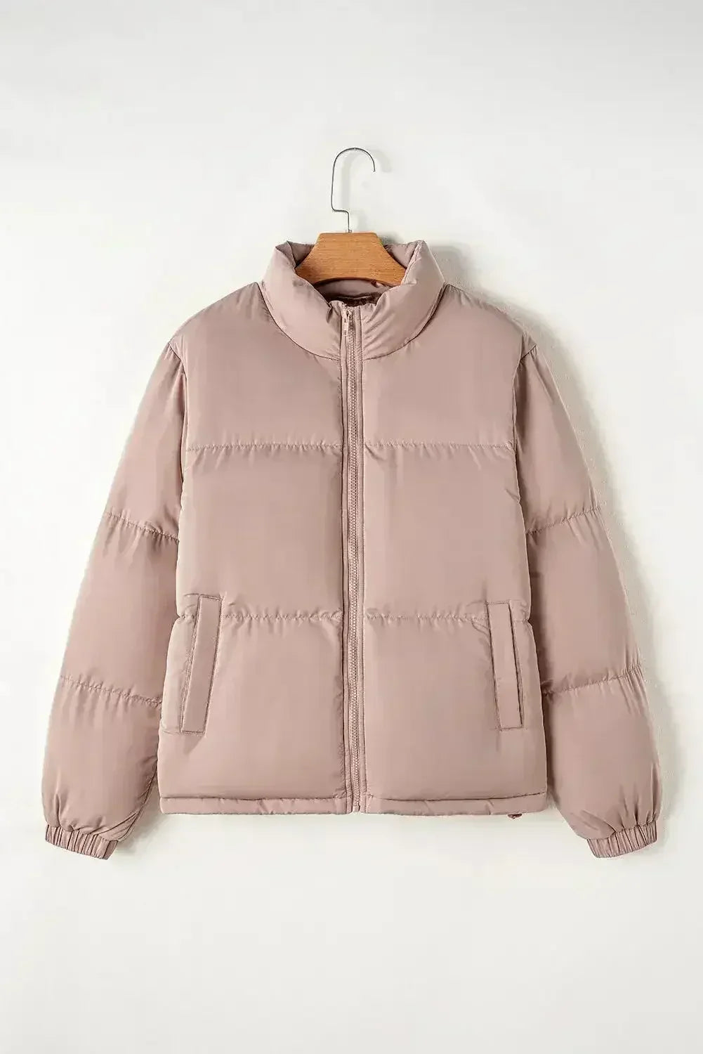 Doudoune matelassée zippée rose abricot