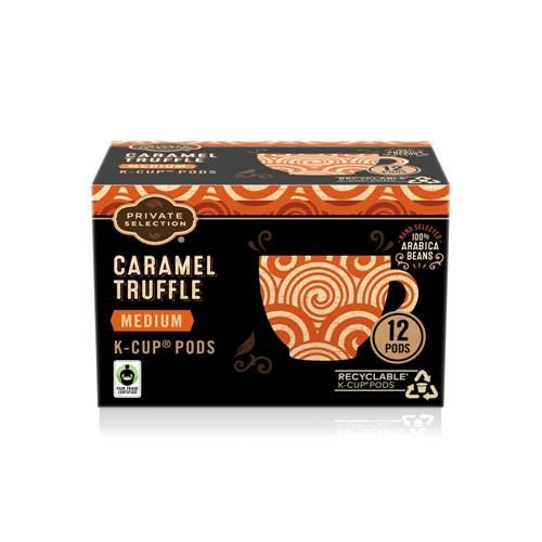 Dosettes de café torréfié moyen truffe au caramel Private Selection 12 unités