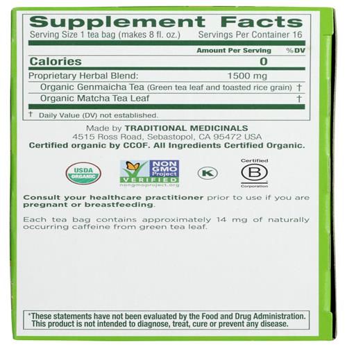Traditional Medicinals, Tisane biologique riz grillé matcha vert, 16 sachets