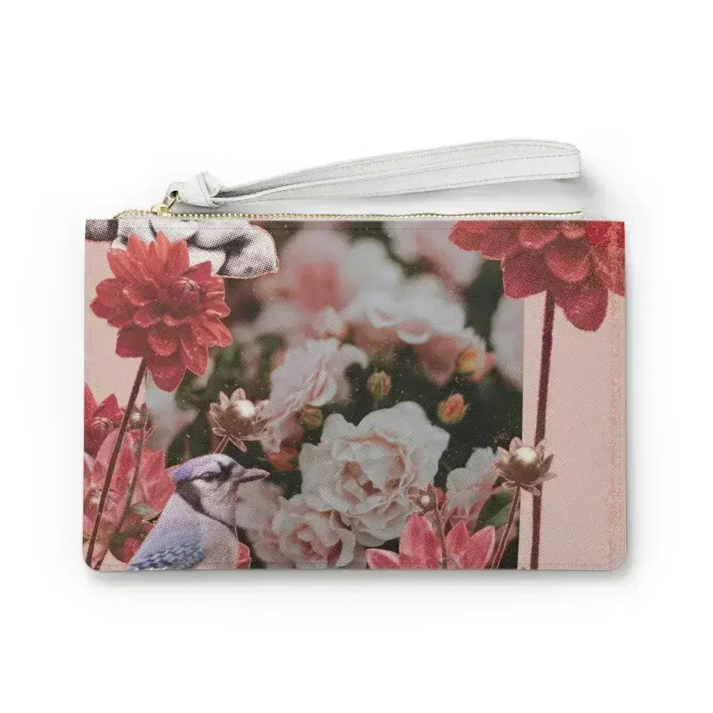 Pochette zippée motif floral grunge