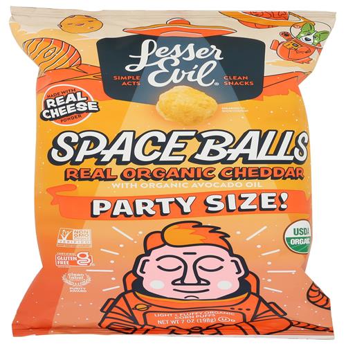 Lesserevil, Puffs Space Balls Real Cheddar Party Size Orgnanic, 7 Ounce