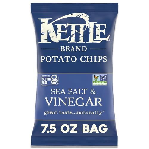 Croustilles Kettle Brand au Vinaigre de Sel de Mer, Sans Gluten, Sans OGM, Sac de 212 g