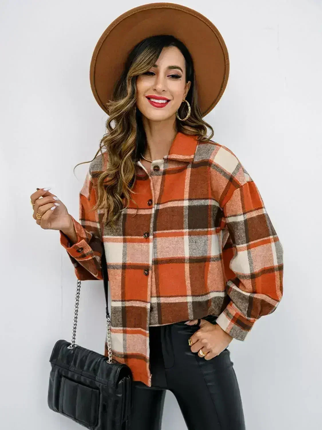 Veste boutonnée couleur citrouille