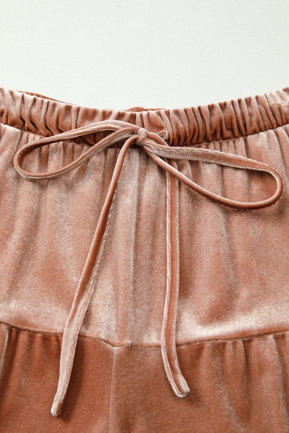 Straw Yellow Mineral Wash Lace-up High Waist Tiered Flared Pants