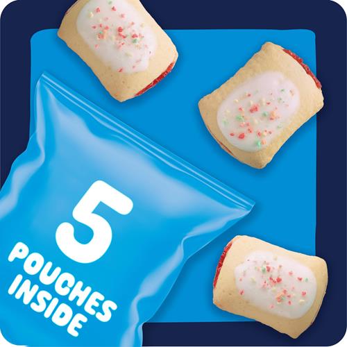 Pop-Tarts Bouchées Pâtissières Cuites, Snacks pour Enfants, Déjeuner Scolaire, Fraise Givrée, Boîte de 198g (5 Sachets)