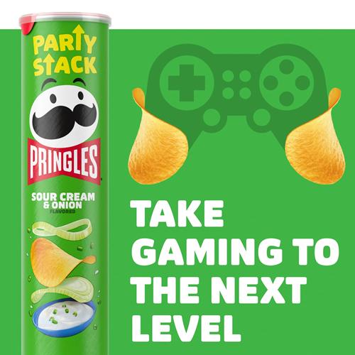 Pringles Chips de pommes de terre, collations pour le déjeuner, collations nomades, format familial, Crème sure et Oignon, boîte de 7,1 oz (1 boîte)