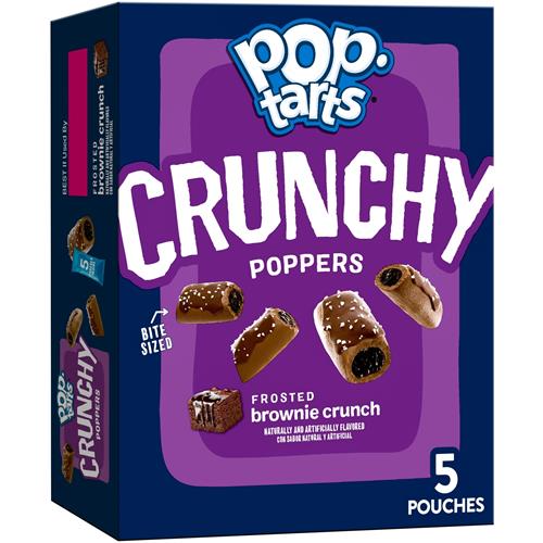Pop-Tarts Crunchy Poppers Morceaux de collation croustillants fourrés, snacks pour enfants, snacks nomades, Frosted Brownie Crunch, boîte de 5 oz (5 sachets)