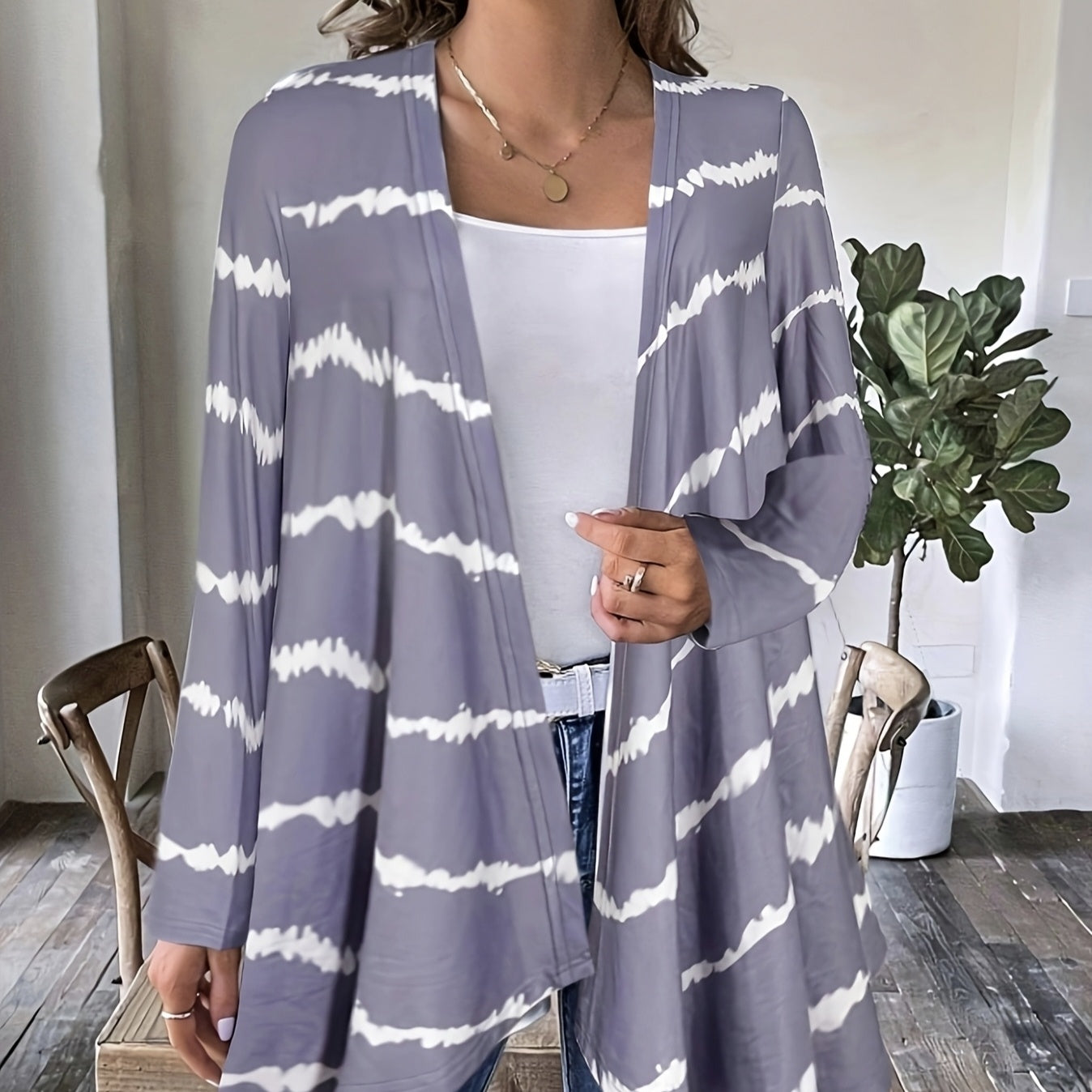 Veste ouverte imprimée pour femme