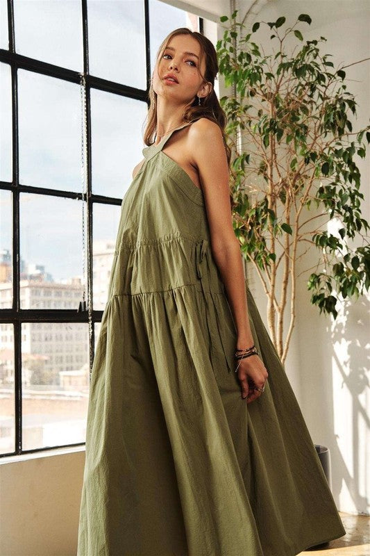 Nouvelle robe midi d'été à bretelles croisées et cordon de serrage pour femme – Chic, sophistiquée, ajustable, robe parfaite pour les occasions décontractées à semi-formelles