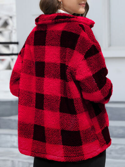 Magnifique veste boutonnée rouge à épaules tombantes, douce et confortable, coupe décontractée.