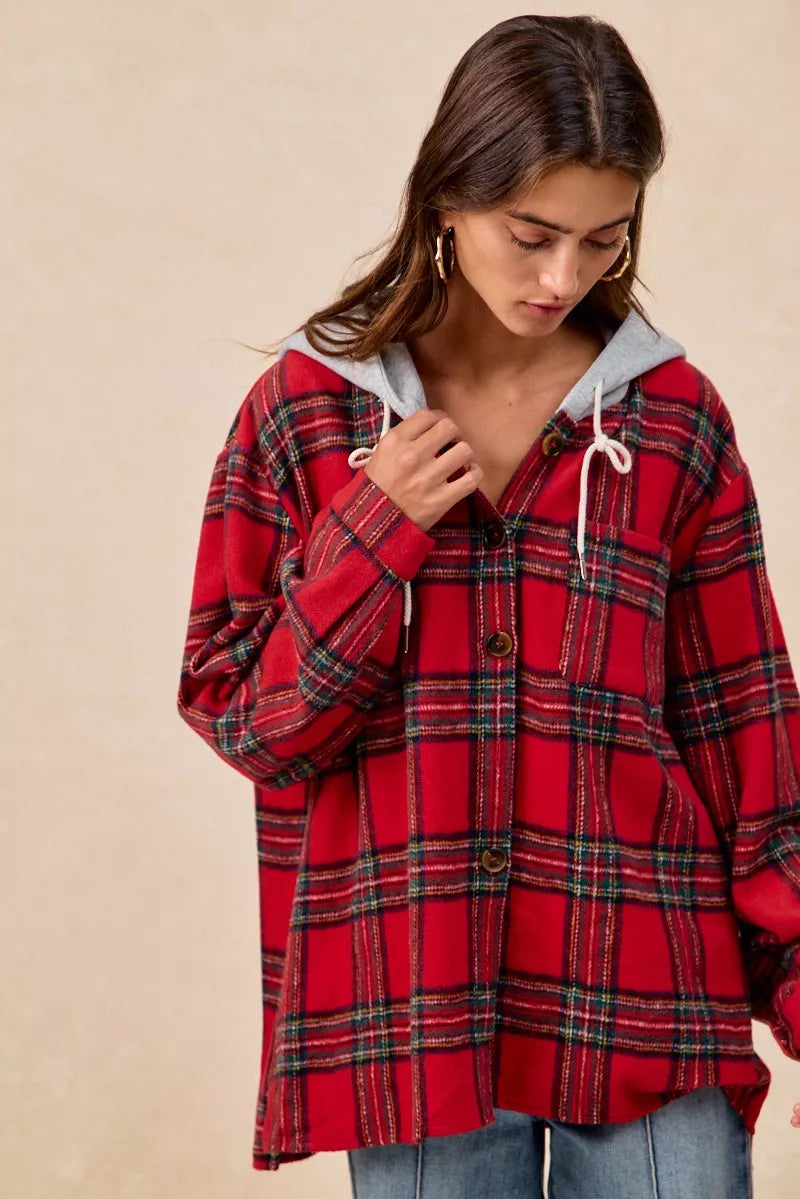 Veste à capuche à carreaux BiBi