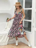 Robe Midi Imprimée Plongée | Sans Manches Taille Nouée | Polyester