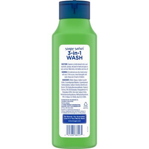 Kroger Soapy Safari Nettoyant corps, shampoing et revitalisant 3-en-1 parfum melon d'eau 665 ml