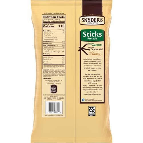 Bâtonnets de Bretzels Snyders Of Hanover, Format Familial 453 g