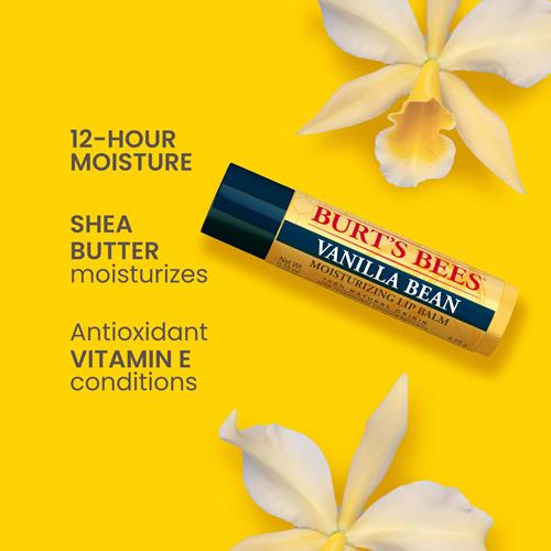 Baume à Lèvres Burt's Bees - Gousse de Vanille, Hydratant pour les Lèvres au Cire d'Abeille d'Origine Responsable, Sans Teinte, Traitement Revitalisant d'Origine Naturelle, 2 Tubes, 4,25 g.