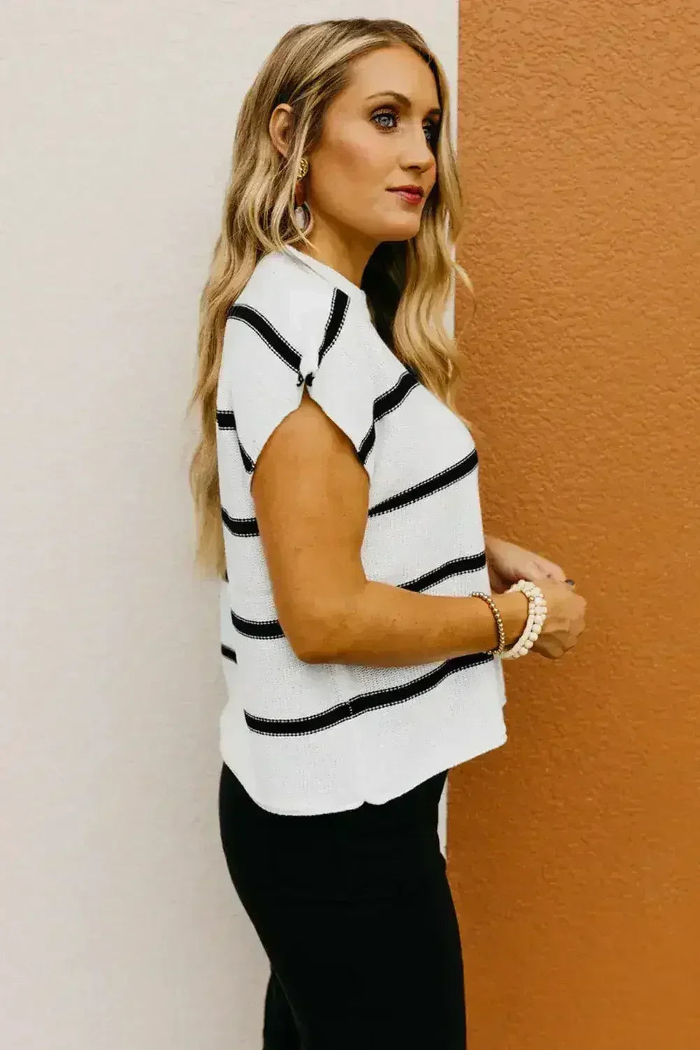 Pull à manches chauve-souris rayé - Tee-shirt oversize rayé | Femstylo