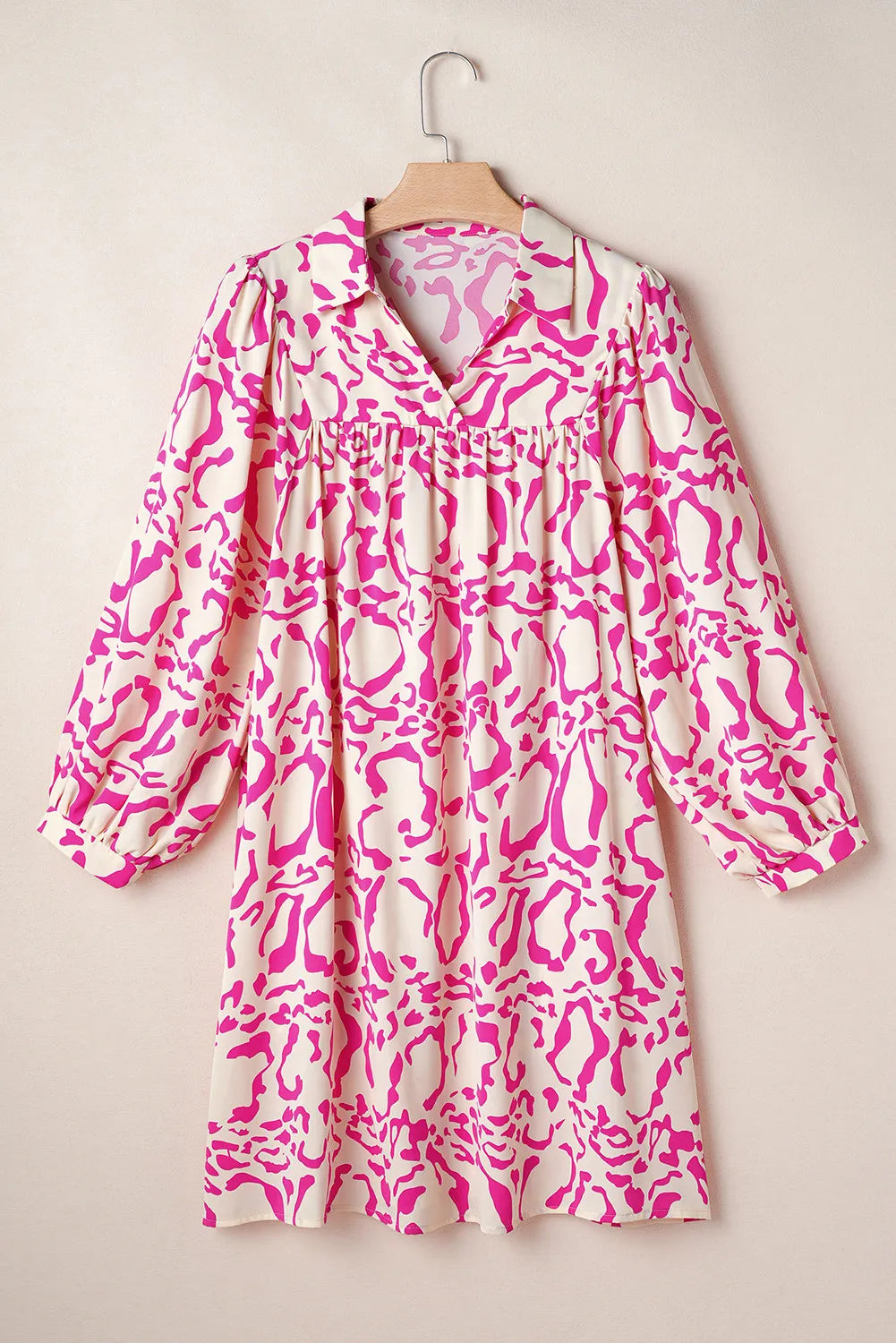 Magnifique Mini-Robe Imprimée Manches Longues Ivoire Robe Femme Élégante & Chic