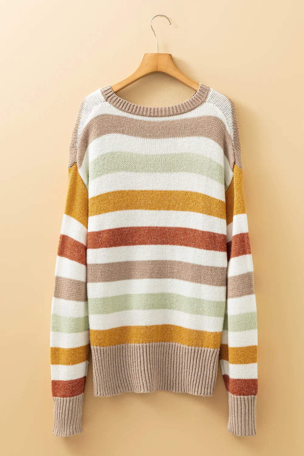 Pull ras du cou en maille color-block multicolore à épaules tombantes