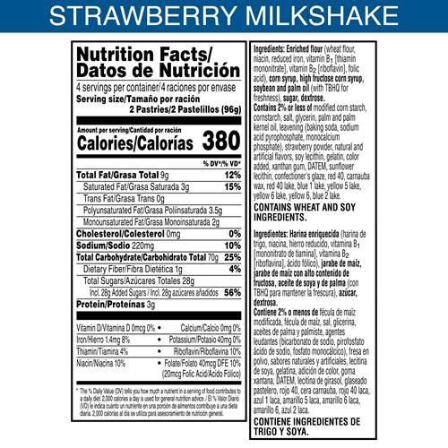 Pop Tarts, Pâtisseries Milkshake Fraise, 383 grammes