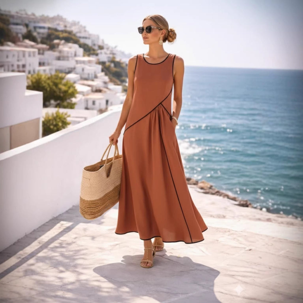 Robe de vacances méditerranéenne à couleurs contrastées – 7 couleurs, S-3XL