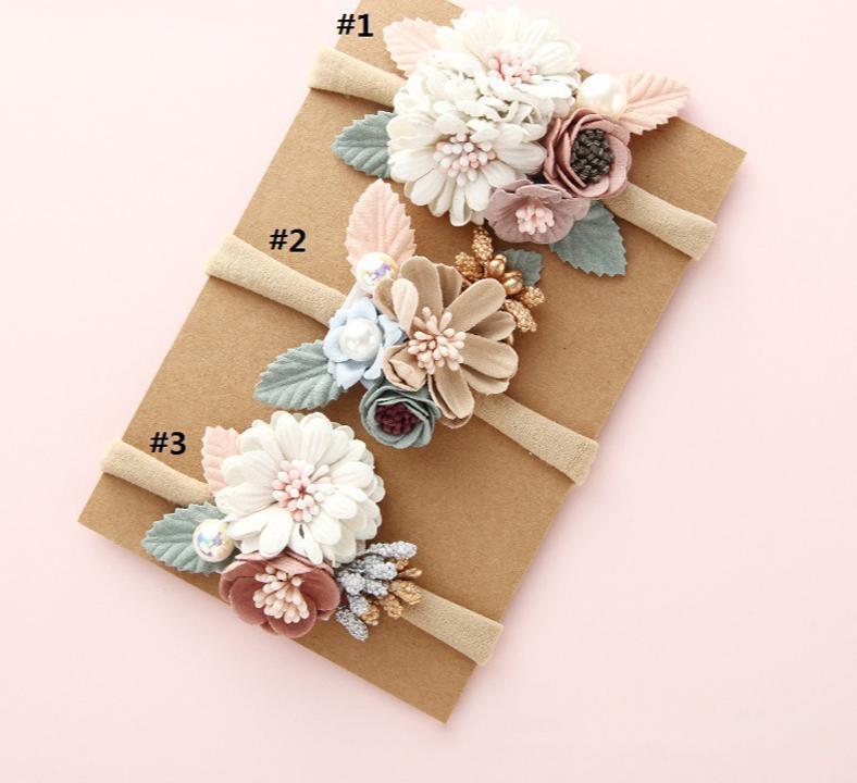 Bandeau floral moderne pour bébé nouveau-né, Bandeaux élastiques à perles, Nœud papillon style frais pour filles