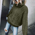 Pull Col Roulé Femme en Maille Torsadée