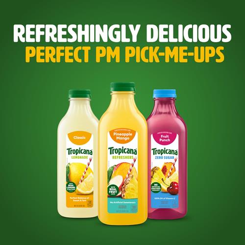Boisson au jus d'ananas et de mangue Tropicana Refreshers, à base de vrai jus de fruit, bouteille de 1,36 L