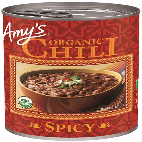 Piment biologique Amys, Piment végétalien épicé, Sans gluten, Fait avec des haricots rouges et du tofu, 416 g