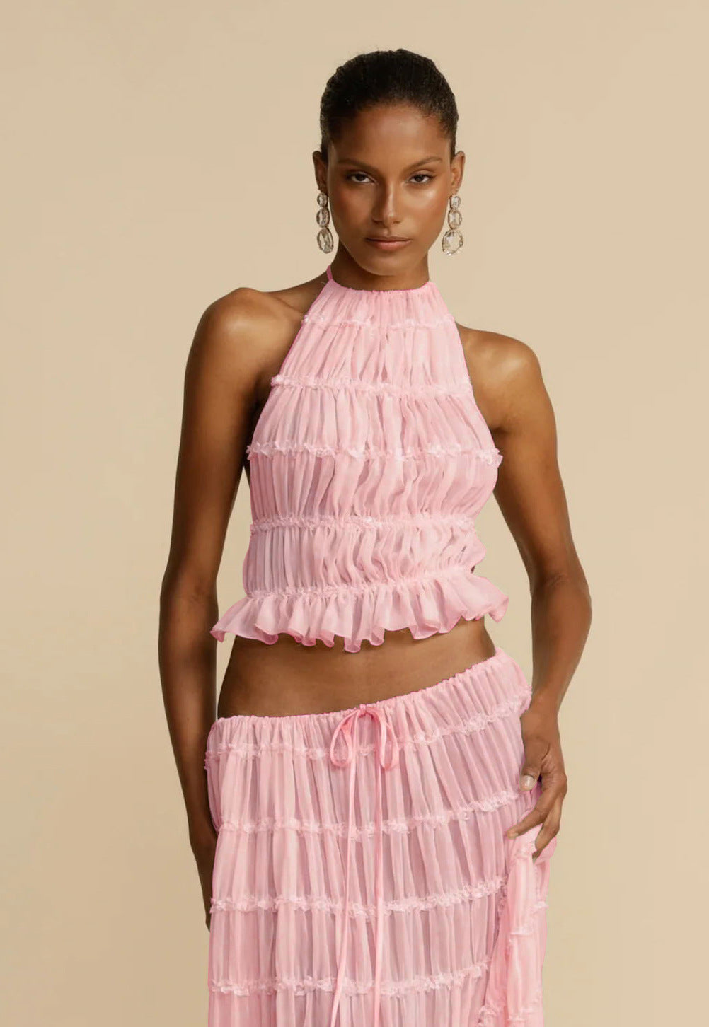 🌴 Ensemble deux pièces de maillots de bain pour femmes – Haut court licou sans manches