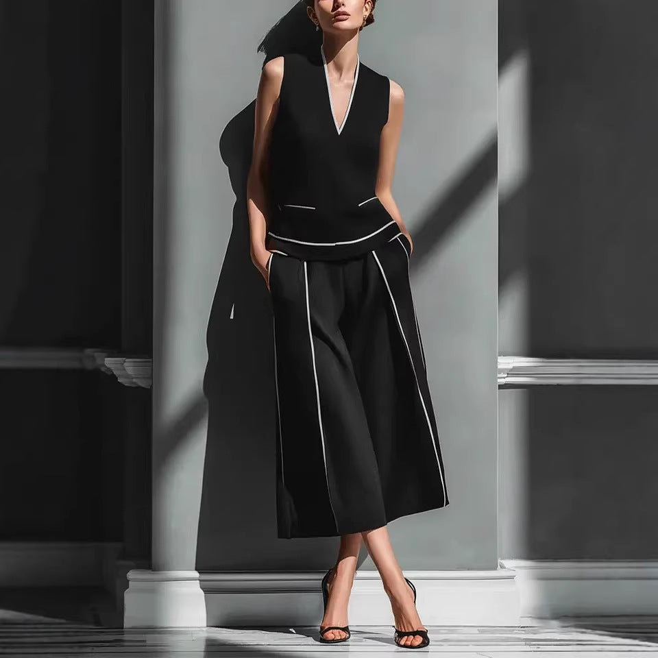 Ensemble chemise sans manches en lin et pantalon court pour femme – Tenue décontractée 2 pièces