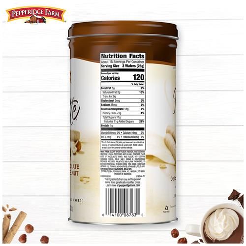 Biscuits Pirouette de Pepperidge Farm, gaufrettes fourrées à la crème chocolat-noisette, boîte de 382 g
