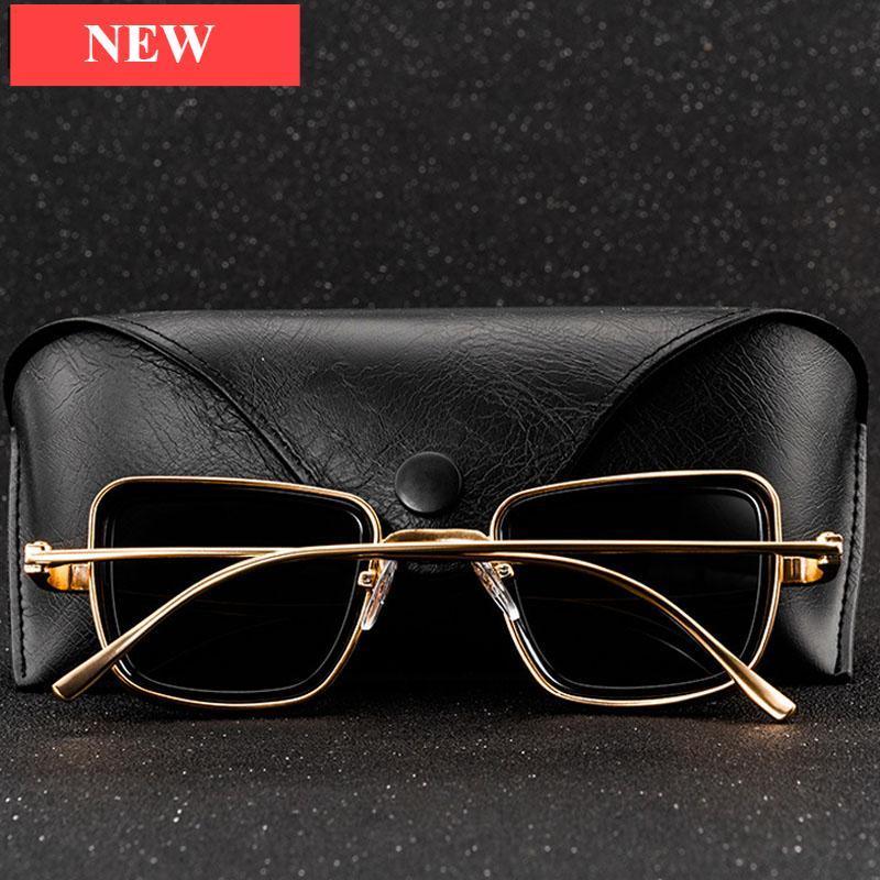 Lunettes de soleil tendance vintage Steampunk pour hommes, monture en métal de forme carrée, lunettes de soleil de marque élégantes et luxueuses au design rétro pour hommes