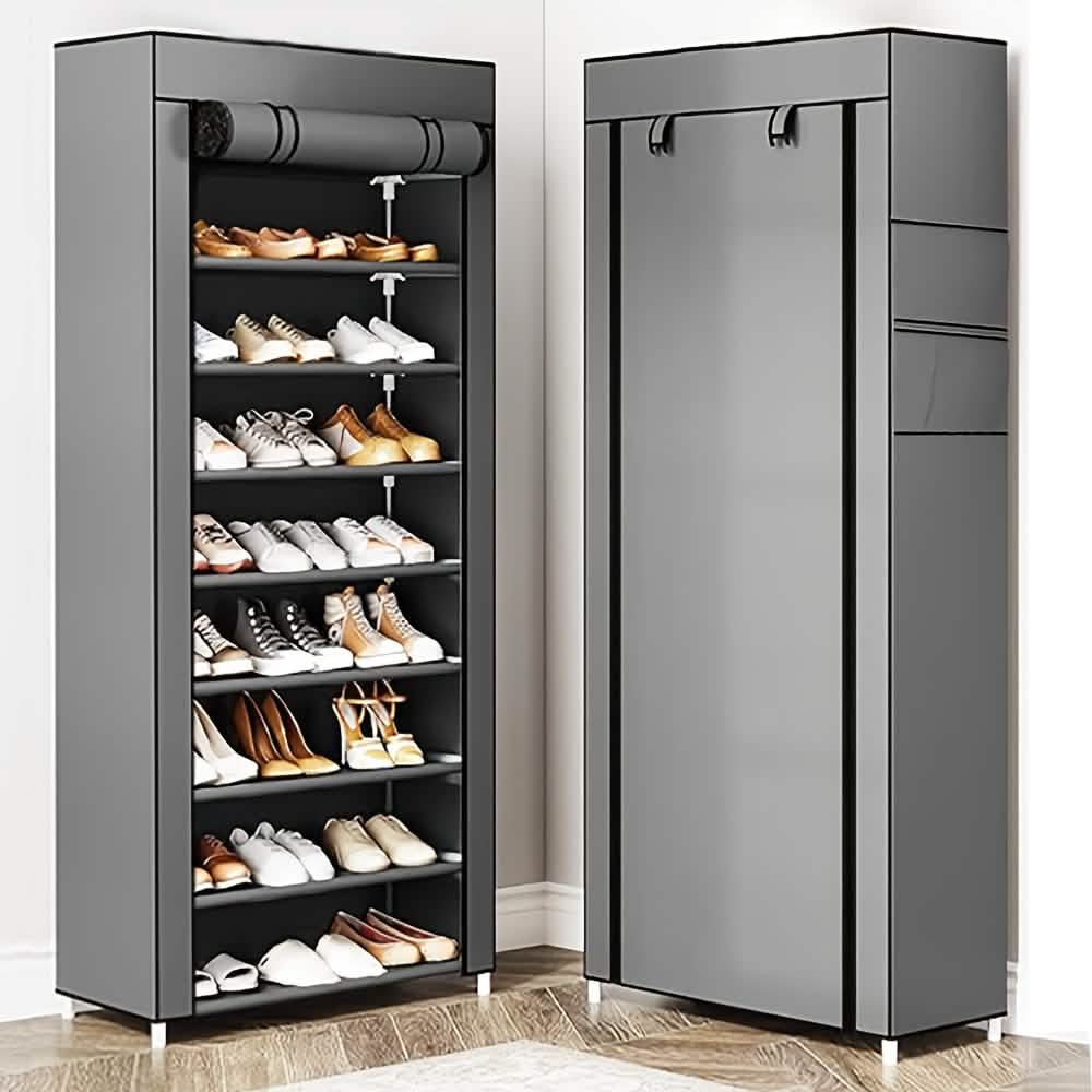 Étagère de rangement à chaussures à 10 niveaux et 9 grilles, organisateur de placard