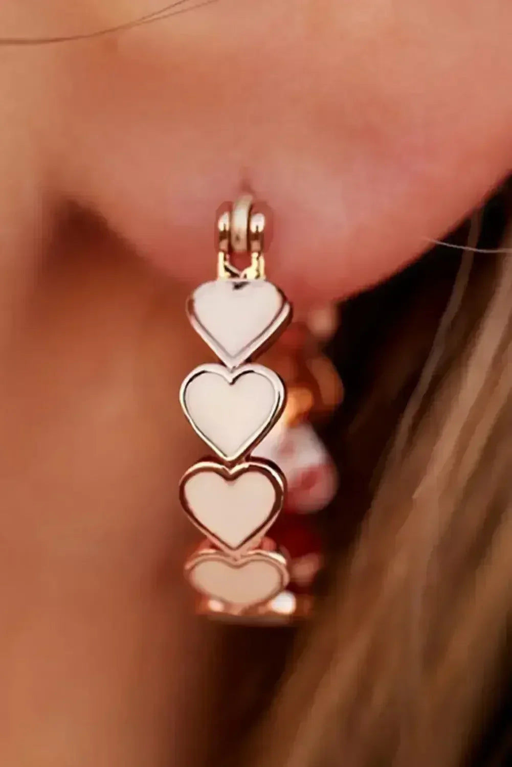 Boucles d'oreilles créoles cœur blanc - Créoles romantiques en alliage pour la Saint-Valentin - Femstylo