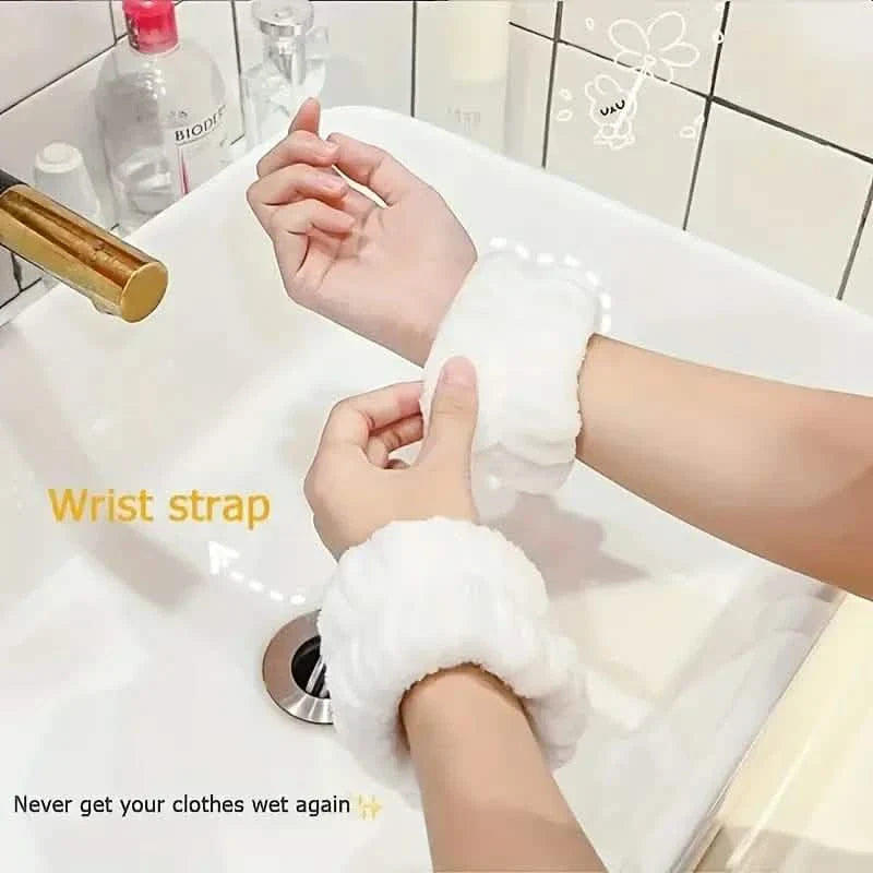 Bandeau de lavage de visage avec bracelet absorbant la sueur