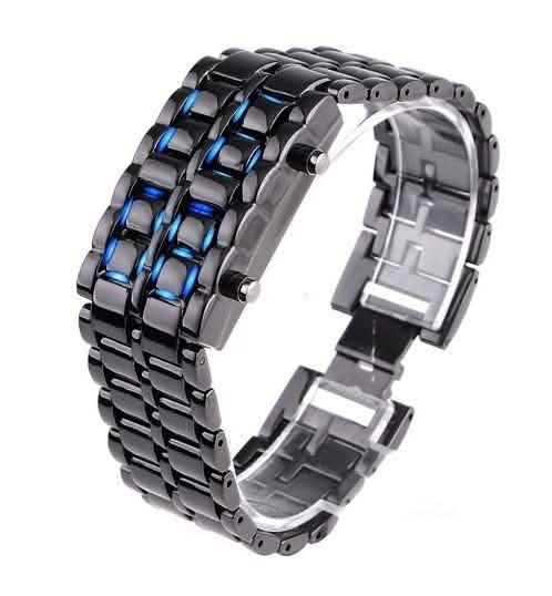 Montre LED unisexe étanche en acier inoxydable et titane, sans cadran