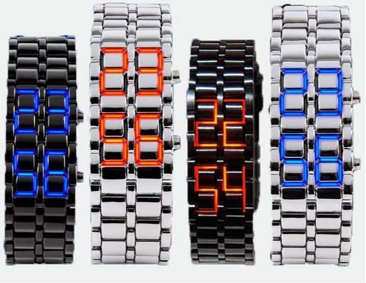 Montre LED unisexe étanche en acier inoxydable et titane, sans cadran