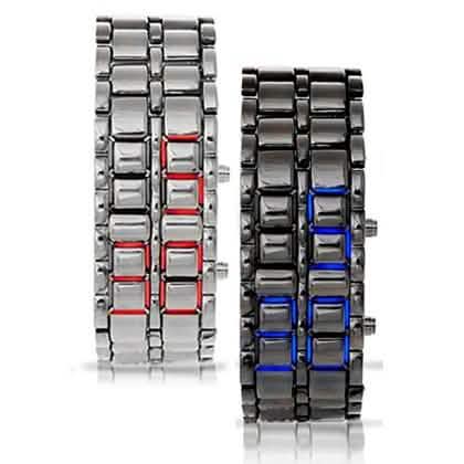 Montre LED unisexe étanche en acier inoxydable et titane, sans cadran