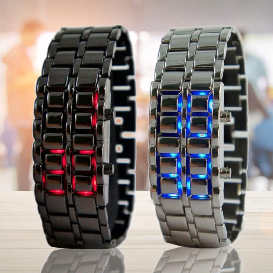 Montre LED unisexe étanche en acier inoxydable et titane, sans cadran