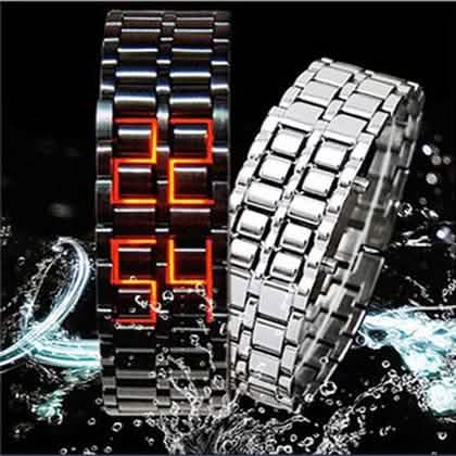 Montre LED unisexe étanche en acier inoxydable et titane, sans cadran