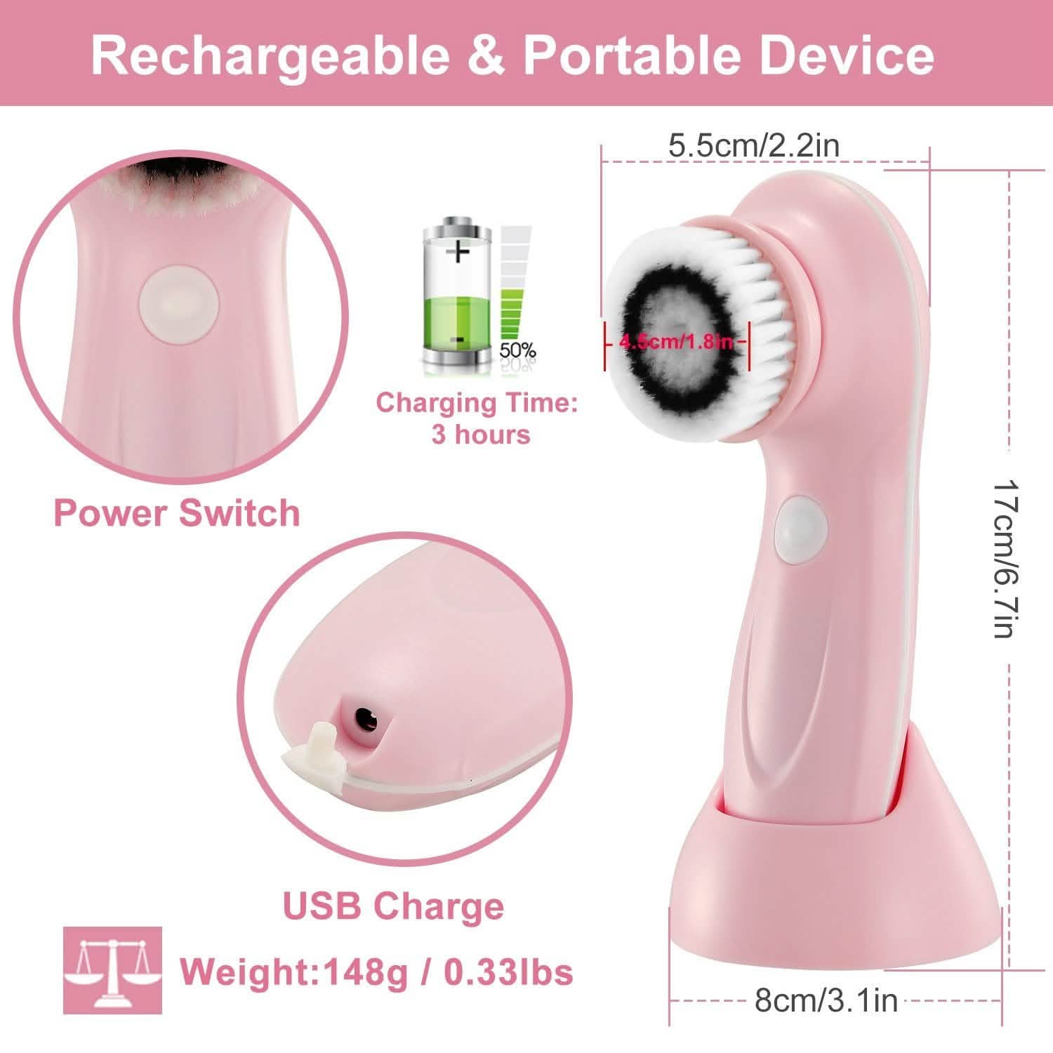 Brosse Nettoyante Visage Étanche IPX6 2 Vitesses