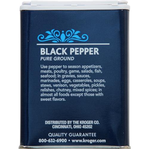 Kroger Poivre noir pur moulu 113 g