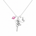 Fairy Necklace – Sterling Silver with Birthstone & Initial Charm