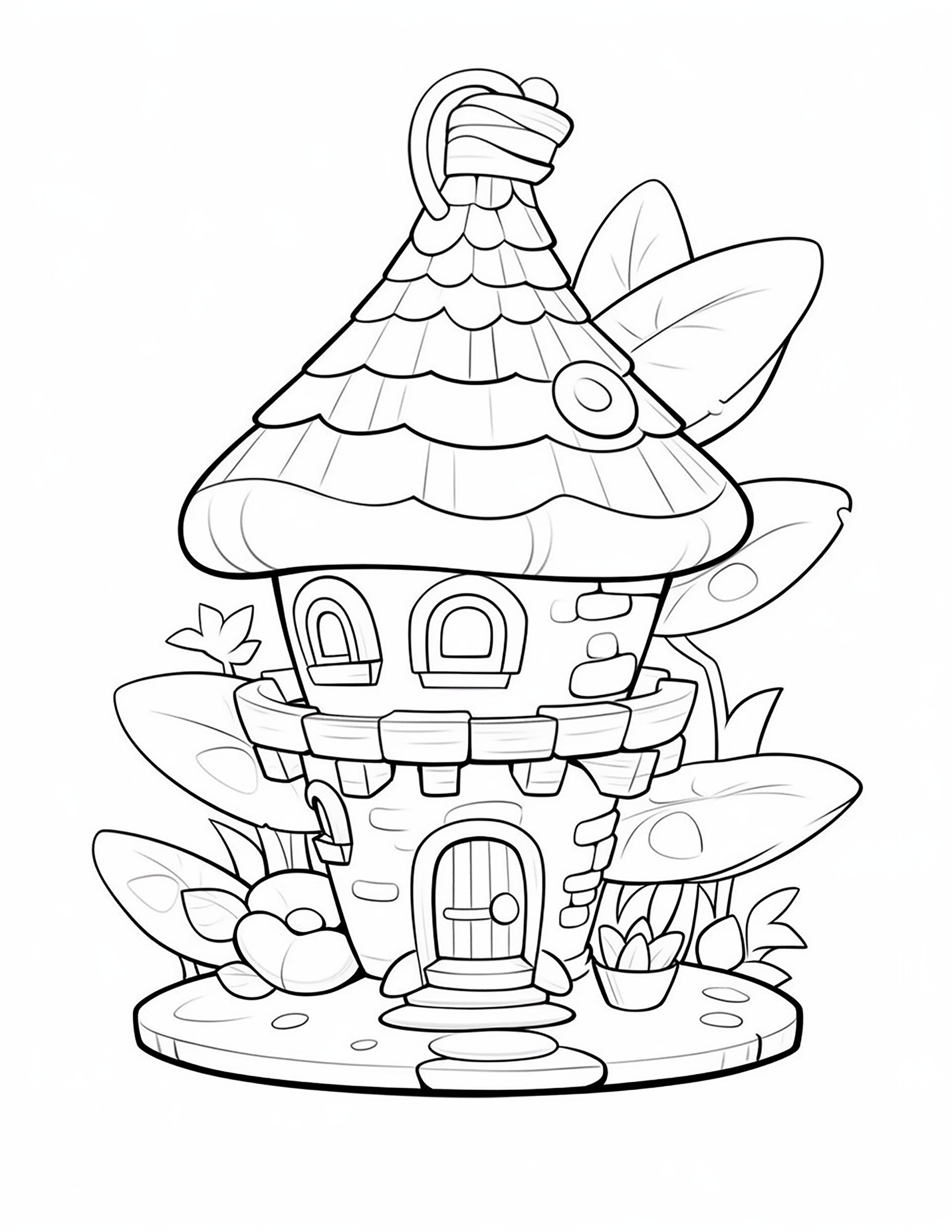 140 pages de coloriage de maisons féériques enchantées – PDF imprimable ou utilisation numérique